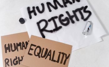 The Text Human Rights and Equality on Cardboard Placards