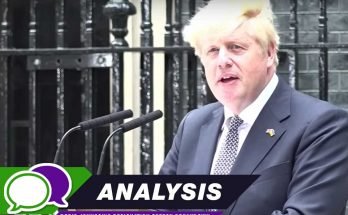 A picture of Boris Johnson outside No. 10 Downing Street giving his resignation speech