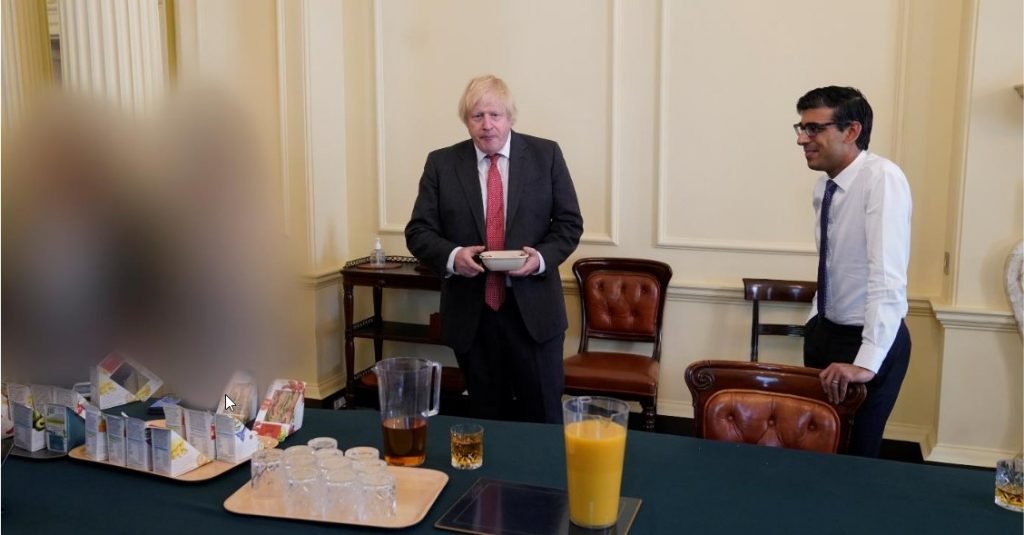 A picture of Boris Johnson and Rishi Sunak at Johnson's lockdown birthday party