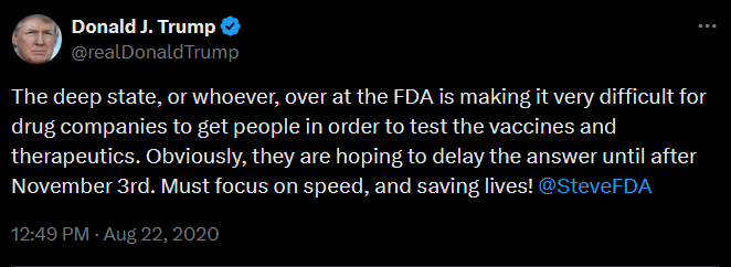 Trump blaming in FDA as a deep state organisation