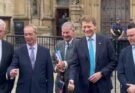 Nigel Farage and the other 4 Reform Party UK Limited MPs arriving at parliament